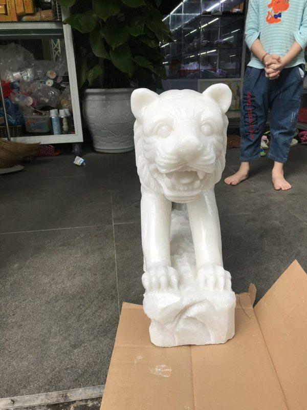 Tượng hổ 60 cm đá trắng tự nhiên _ TĐT01