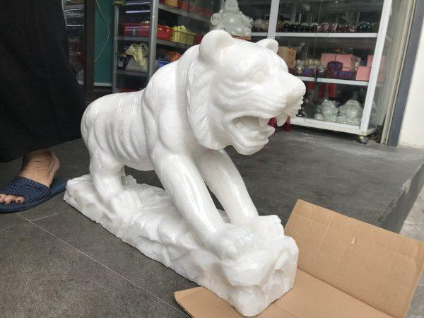 Tượng hổ 60 cm đá trắng tự nhiên _ TĐT01