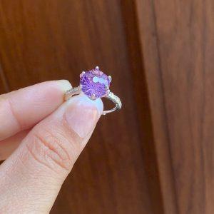 Nhẫn thạch anh tím cắt giác ( Ms )