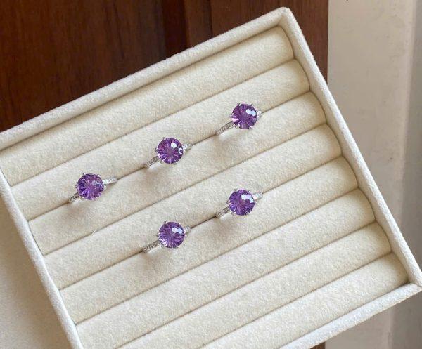 Nhẫn thạch anh tím cắt giác ( Ms )