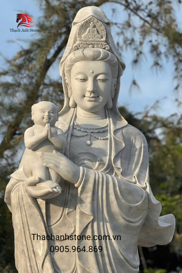 Tượng Quan Âm Tống Tử đá tự nhiên