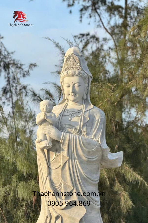 Tượng Quan Âm Tống Tử đá tự nhiên