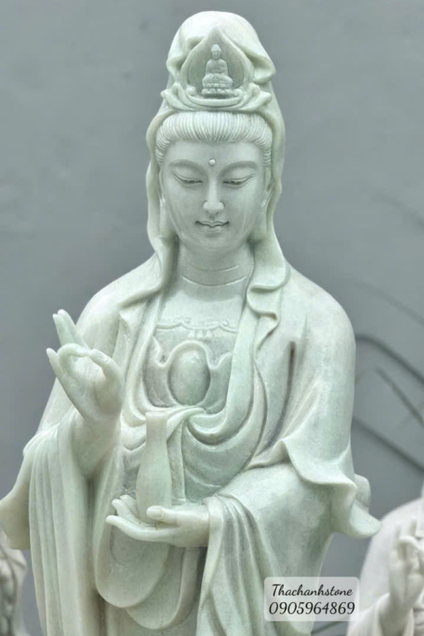 Tượng quan âm đá trắng ngọc tự nhiên