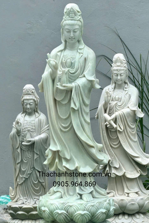 Tượng quan âm đá trắng ngọc tự nhiên