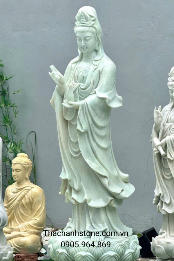 Tượng quan âm đá trắng ngọc tự nhiên