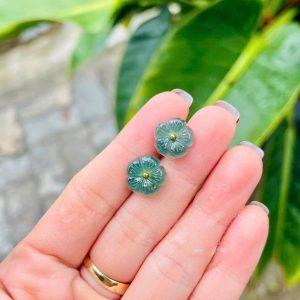 Hoa tai Lam ngọc type A _ lên vàng 10k
