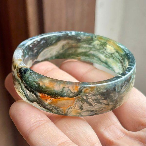 Vòng tay đá mã não tảo rêu bản vuông_VTLK05