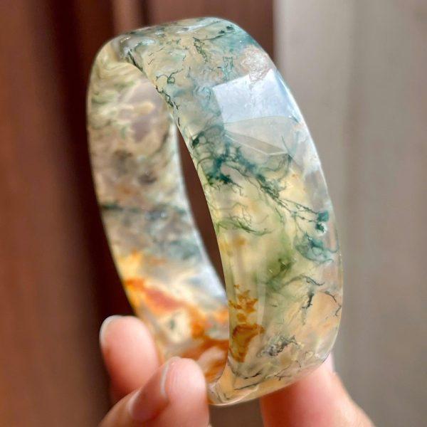 Vòng tay đá mã não tảo rêu bản vuông_VTLK05