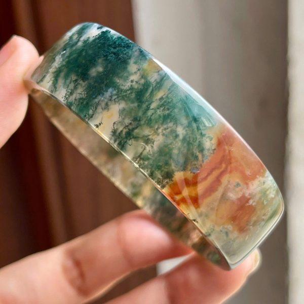 Vòng tay đá mã não tảo rêu bản vuông_VTLK05