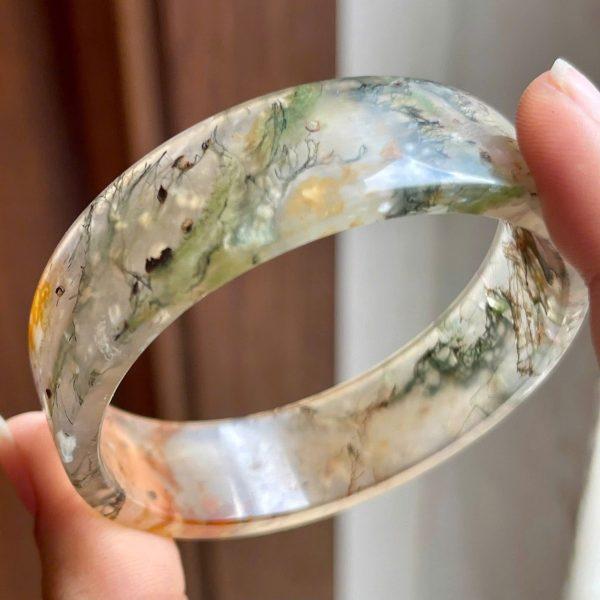 Vòng tay đá mã não tảo rêu bản vuông_VTLK05