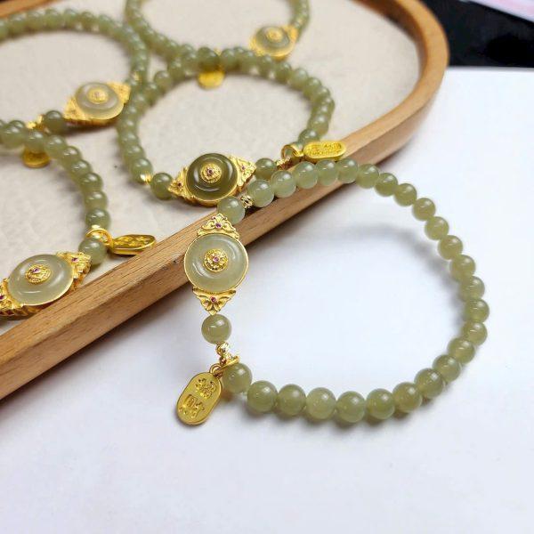 Ngọc hòa điền 6mm mix charm điếu