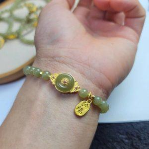 Ngọc hòa điền 6mm mix charm điếu