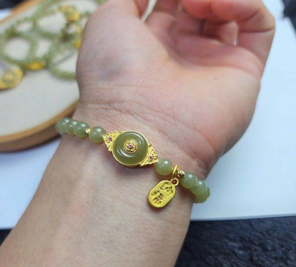 Ngọc hòa điền 6mm mix charm điếu