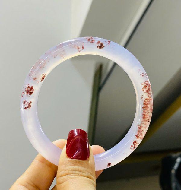 Vòng đũa mã não nam hồng lên chu sa Size 57 chột 9.6mm
