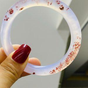 Vòng đũa mã não nam hồng lên chu sa Size 57 chột 9.6mm