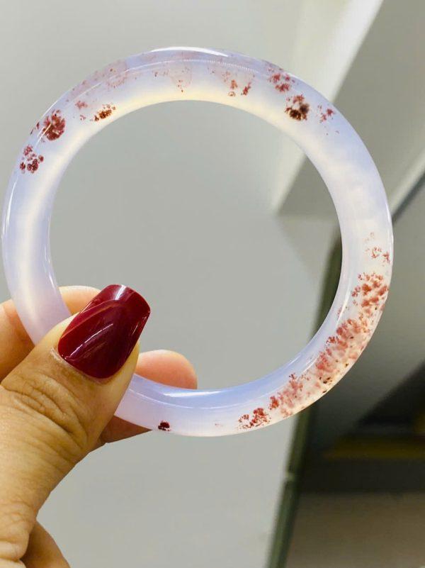 Vòng đũa mã não nam hồng lên chu sa Size 57 chột 9.6mm