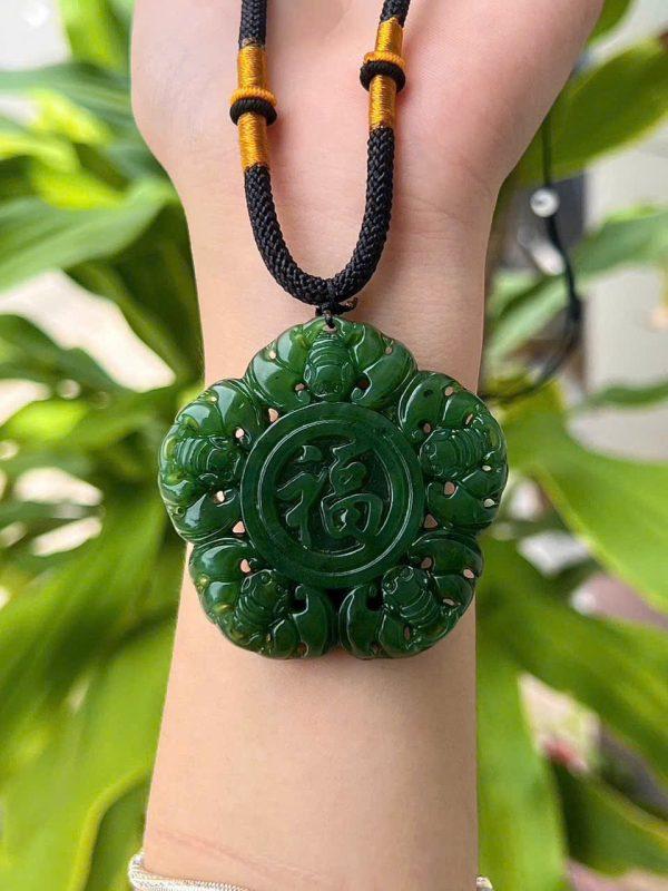 Mặt dơi ngũ phúc đá ngọc bích