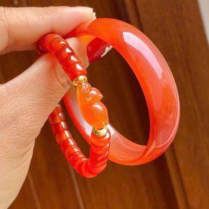Vòng tay Chalecedony đỏ xinh size 56.8_MS003