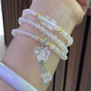 Chuỗi quấn thạch anh trắng mix charm