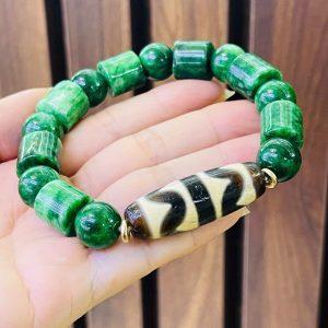 Vòng tay Dzi đá sơn thủy size Nam