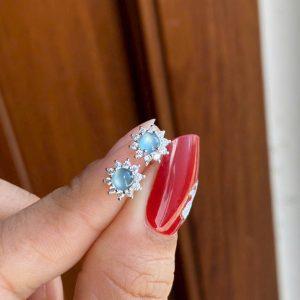 Hoa tai bạc lam ngọc cao băng