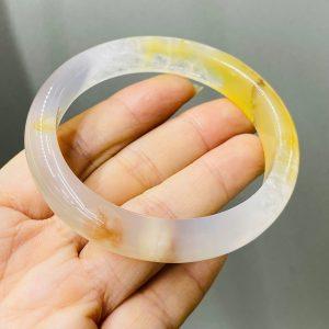 Vòng Cẩm Thạch Liền Khối Đào Cộng Sinh Ưu Linh Vàng Size 56.3