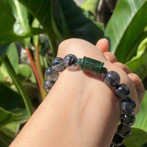 sản phẩm chuỗi vòng tay Thạch anh tóc đen 11.2li mix lu ngọc sơn thủy