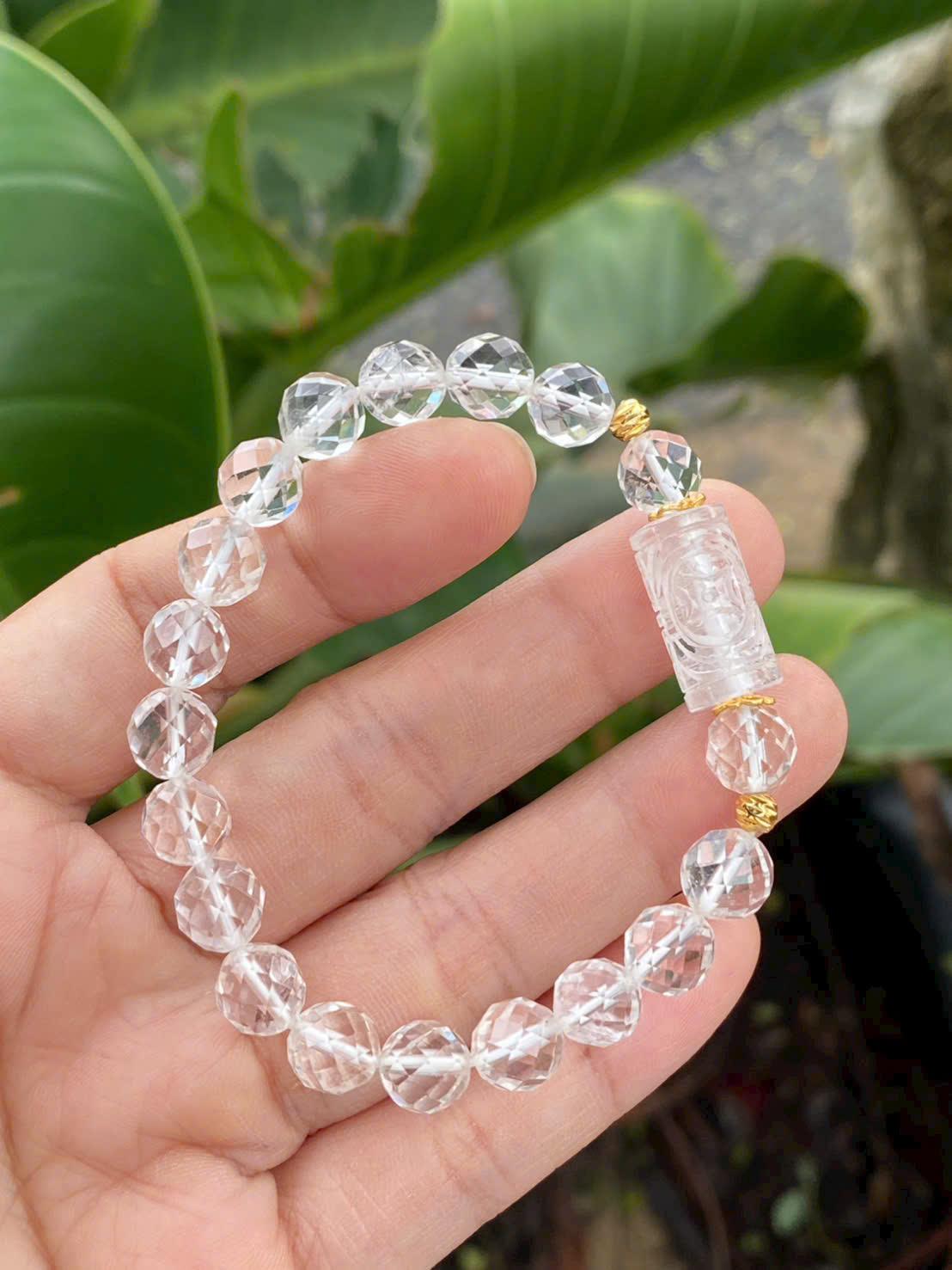 z7257493123879_1e795b8044101e1d5ea7c7c94c7406ec Vòng Tay Thạch Anh Trắng Cắt Giác Mix Lu Chạm_TA73