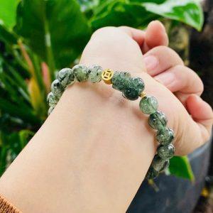 Vòng tay tỳ hưu thạch anh tóc xanh