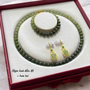 Set Ngọc Hòa Điền 8li + Hoa Tai