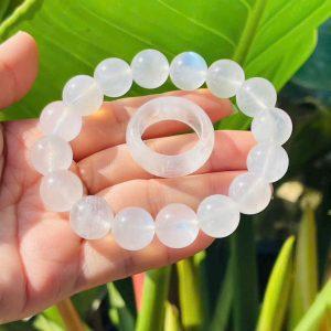 Set vòng tay – nhẫn Moonstone 13.2 li size nam to