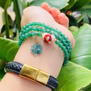 Chuỗi Vòng Tay Thạch Anh Dâu Xanh Mix Charm – Sắc xanh thanh mát dẫn lối an yên và may mắn