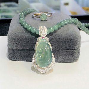 Set Chuỗi Lam Ngọc 4.8 Li + Mặt Như Ý + Nhẫn