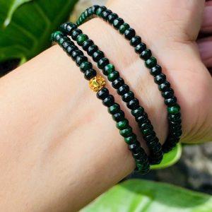 Chuỗi bánh xe ngọc sơn thủy A mix bi kim tiền vàng