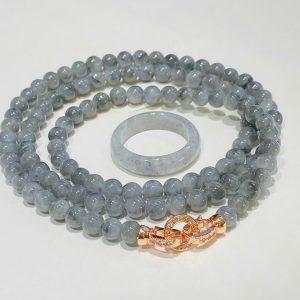 Chuỗi vòng tay ngọc gà đen 5.5li kết hợp nhẫn ngọc size 19.3