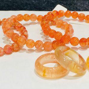 Set vòng tay và nhẫn đá mã não vân rồng