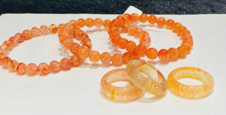 Set vòng tay và nhẫn đá mã não vân rồng