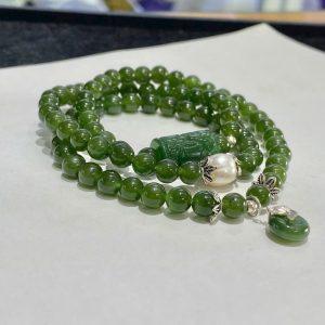 Chuỗi ngọc bích 6li mix cham bạc + lu chạm B21050A1